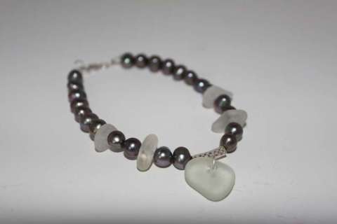 Pearl and Sea Glass Bracelet
