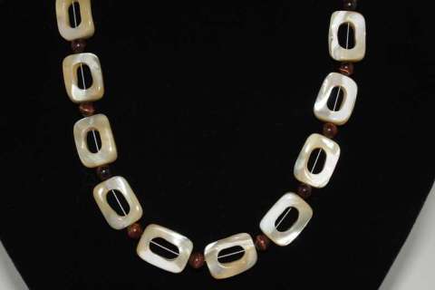 Mother of Pearl and Red Tiger Eye Choker