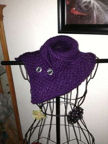 2 button Stamen Cowl in purple