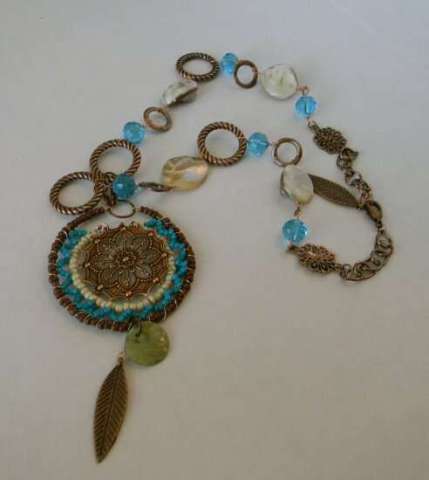 Nature Inspired Bohemian Copper Linked Necklace