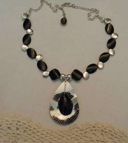 Modern Black And Silver Beaded Necklace