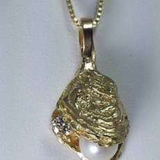 Oyster, Pearl and Diamond Pendant