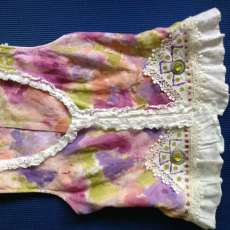 hand painted shirt with recycled material and fabric paint