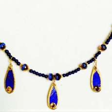 Cobalt and Gold Tear Drop Necklace