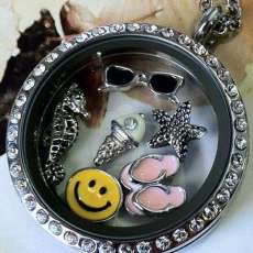 Silver Locket with Crystals