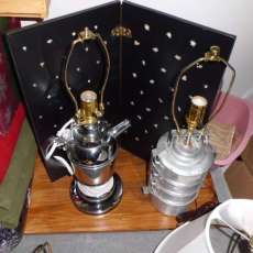 Coffee pot and lunchpail lamps.