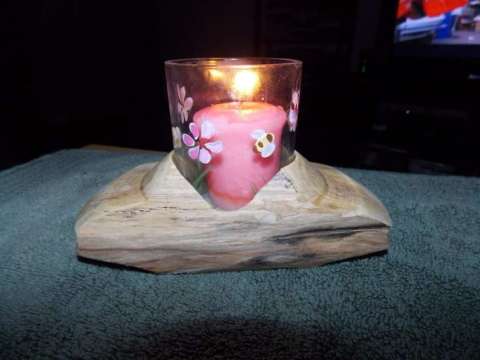 Citrus Wood Votive candle holder $15