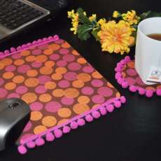 Mouse Pad with FREE Coaster, Pink, Orange, Brown