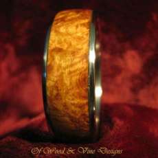 Bangle Bracelet Amboyna Burl over Stainless Steel