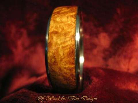 Bangle Bracelet Amboyna Burl over Stainless Steel