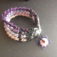 Purple toned micro macrame bracelet with handmade silverfilled Clasp