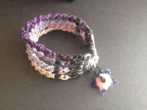 Purple toned micro macrame bracelet with handmade silverfilled Clasp