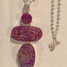 Pink Druzy Pendant Necklace