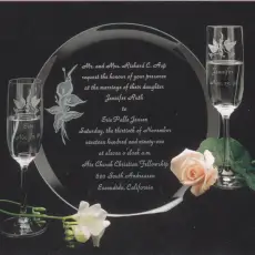 Wedding: Couple's wedding cake & toasting flutes