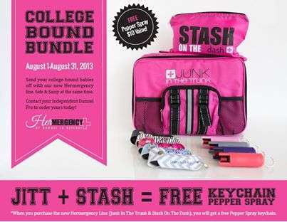Junk in the Trunk and Stash on the Dash w/Pepper Spray for all you College Bound Students!