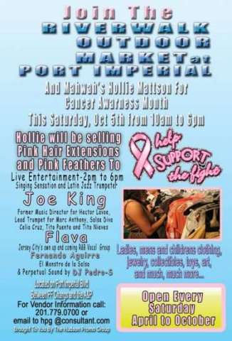 Riverwalk Outdoor Market at Port Imperial supports Cancer Awareness on Saturday oct 5th