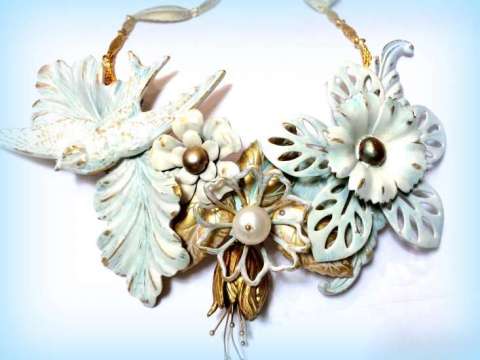 Winter White Assemblage Necklace