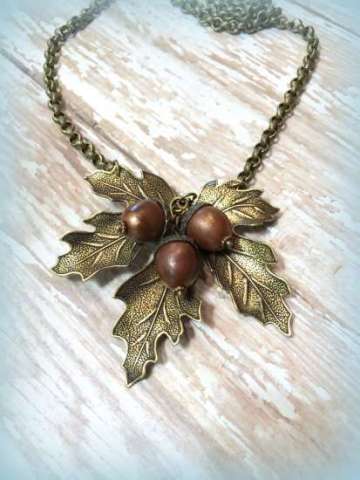 Fall Leaf and Acorn Necklace