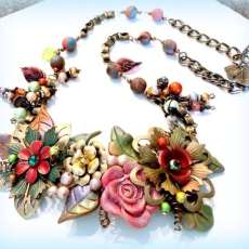 Flower and Leaf Assemblage Necklace