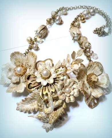 Ivory and Gold Floral Assemblage