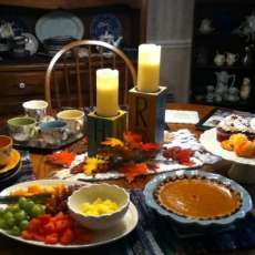 Fall tablescape with M&M products