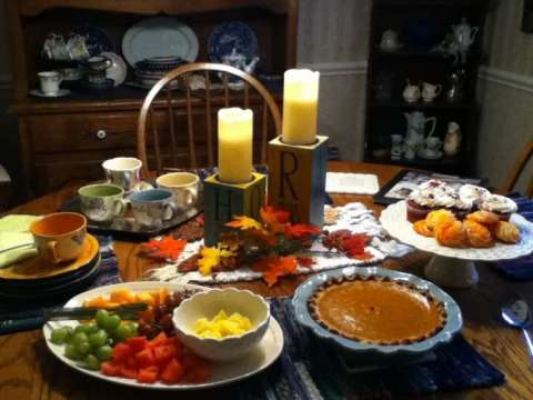 Fall tablescape with M&M products