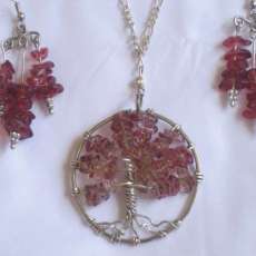 Amethyst Tree of Life Pendant and Earrings