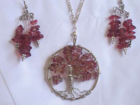Amethyst Tree of Life Pendant and Earrings