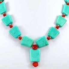 Turquoise and Red Coral Necklace