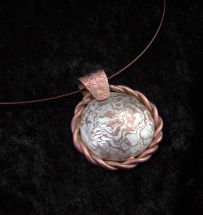 Marbled Mokume-gane FS and Copper Pendant