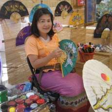 Umbrella painter at the International Festival