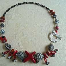 Red and Black African Kazuri Necklace