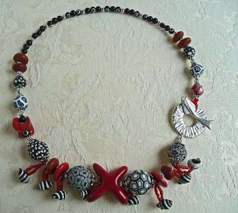 Red and Black African Kazuri Necklace