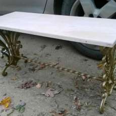 Wrought Iron w/White Patio Bench