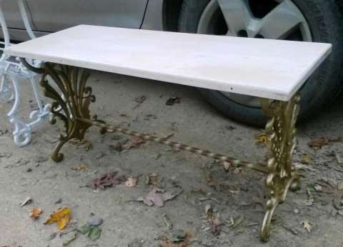 Wrought Iron w/White Patio Bench