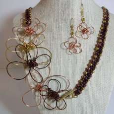 Floral Wire Work and Right Angle Weave Chain