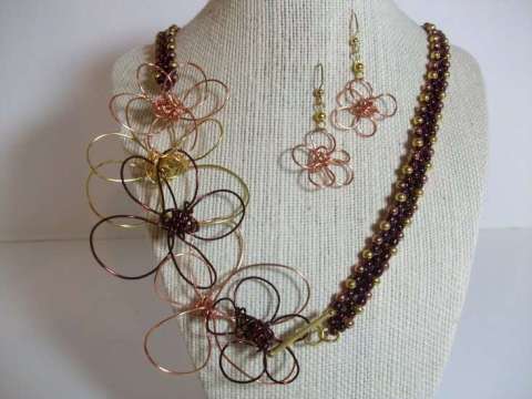 Floral Wire Work and Right Angle Weave Chain