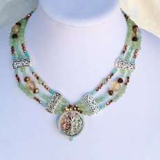 Golden Quartz & Adventurine Tree of Life Necklace