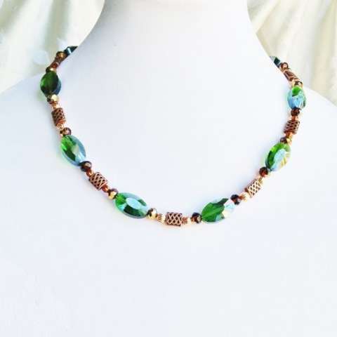 Celtic Copper & Green Crystal Necklace