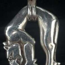 Sterling Jag/Cougar With Blue Topaz Pendant OOAK