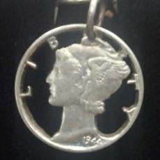 Silver Mercury Dime, Hand Cut Pendant/Charm