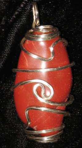 Sterling wire wrapped Red Jasper pendant