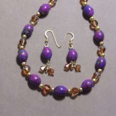 Purple Turquoise with copper Swarovsky crystals