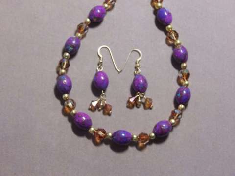 Purple Turquoise with copper Swarovsky crystals