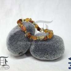 Carnelian, Red, Brecciated & Picture Jasper, Citrine & Gold Bead Bracelet