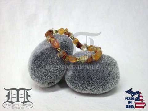 Carnelian, Red, Brecciated & Picture Jasper, Citrine & Gold Bead Bracelet