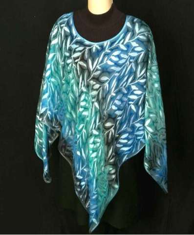 Poncho (#1054) Silver and Light Blues