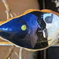 Painted milkweed pod ornament