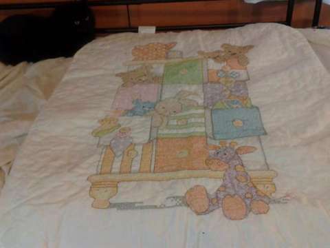 STAMPED CROSS STITCH BABY QUILT