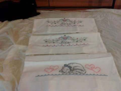 CROSS STITCH PAIR PILLOW CACES